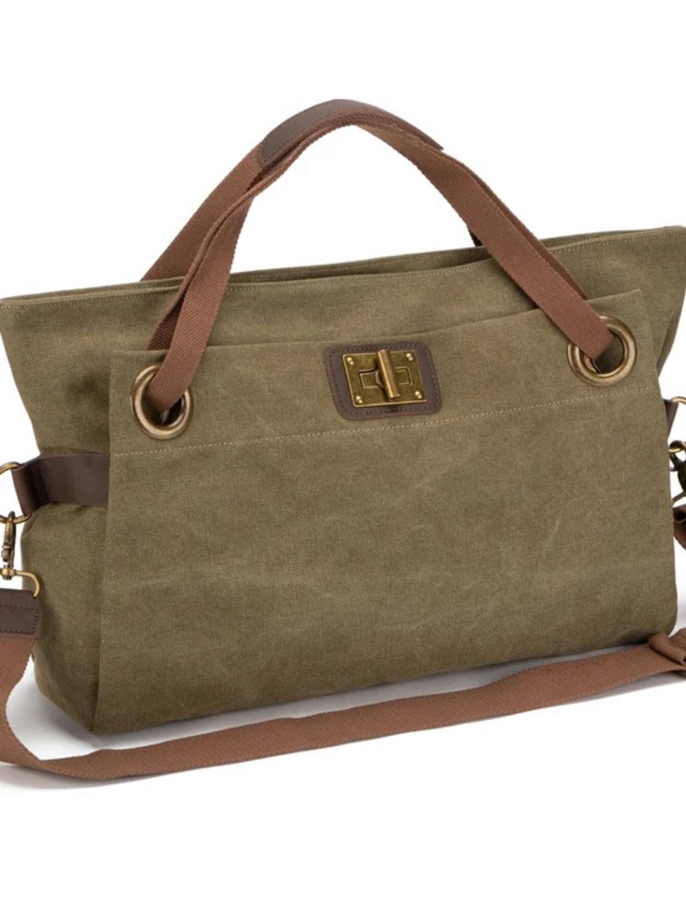 ZEDE Art Canvas Cross Body Bag - Olive Green
